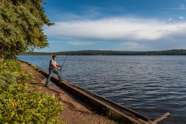 A man fishing at Carson-Pegasus Provincial Park.