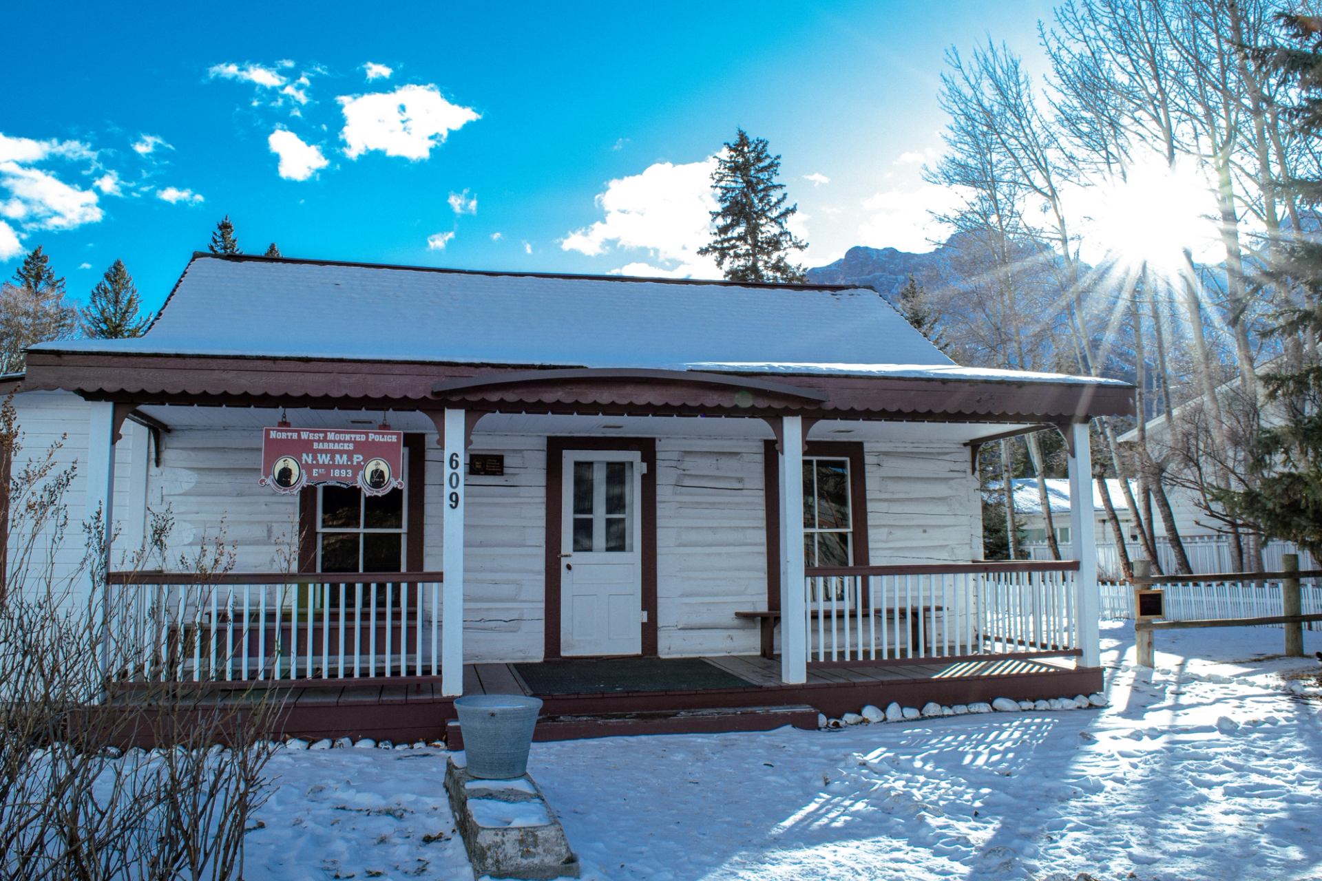 Historical and heritage building in majestic mountain town, Canmore, Alberta