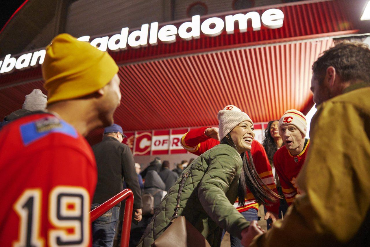 Fans outside The Scotiabank Saddledome