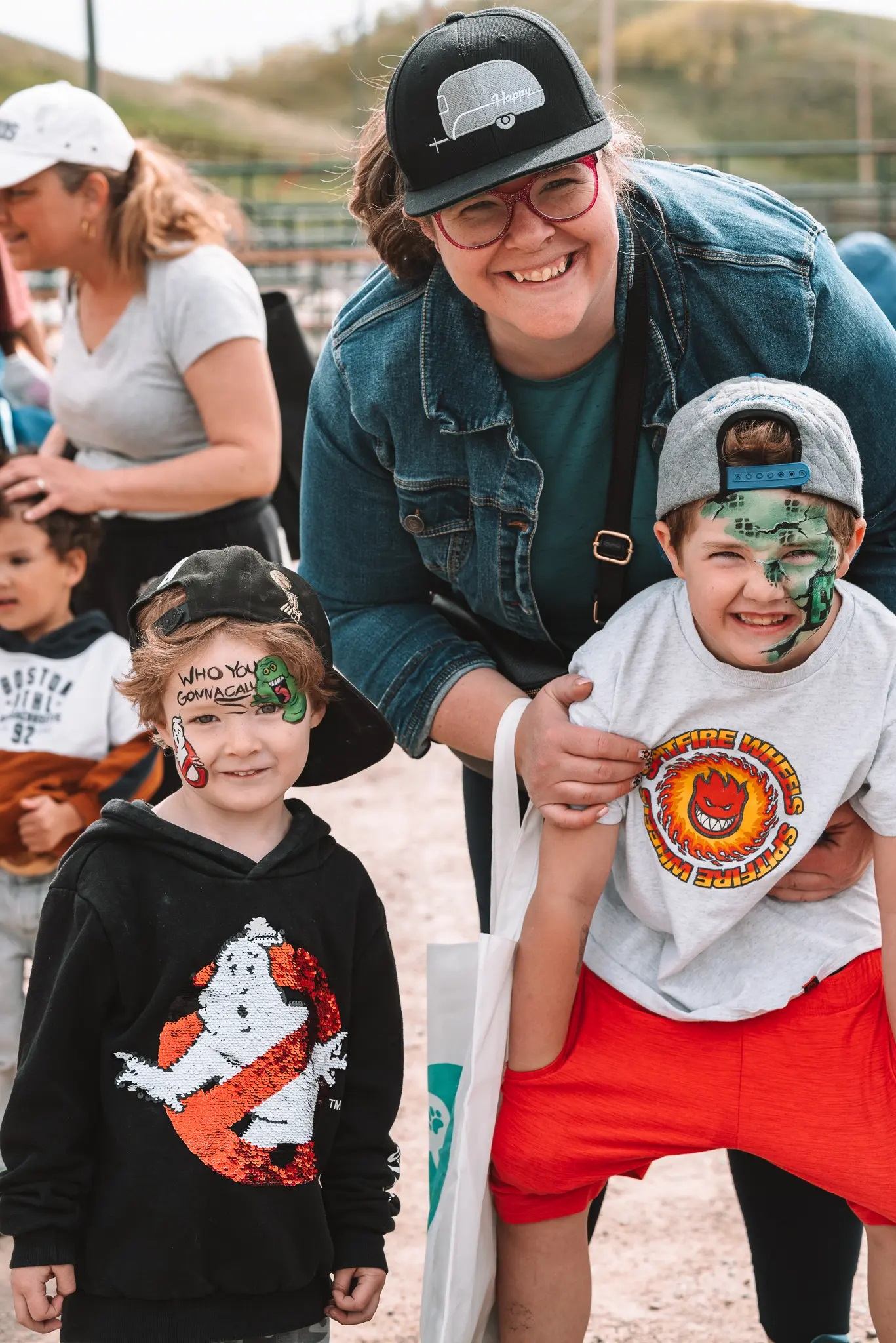 A group of kids with their faces painted