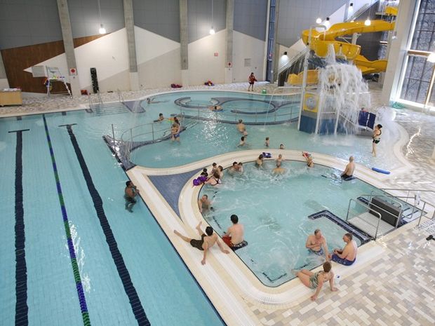 An aerial view of the aquatic centre.