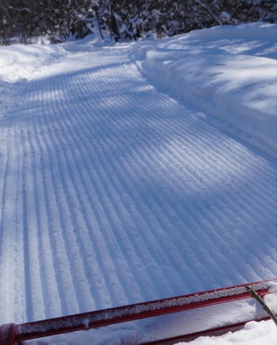 Moonbike groomed snow trail