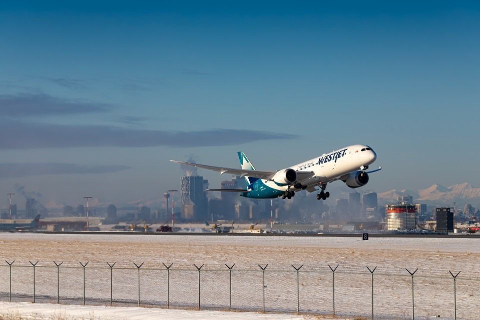 An airplane taking off from the airport