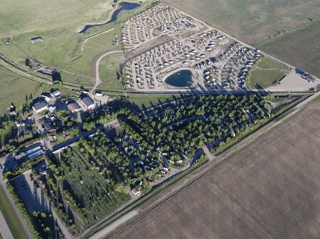 Aerial view of Aspen Crossing Campground RV Resort.