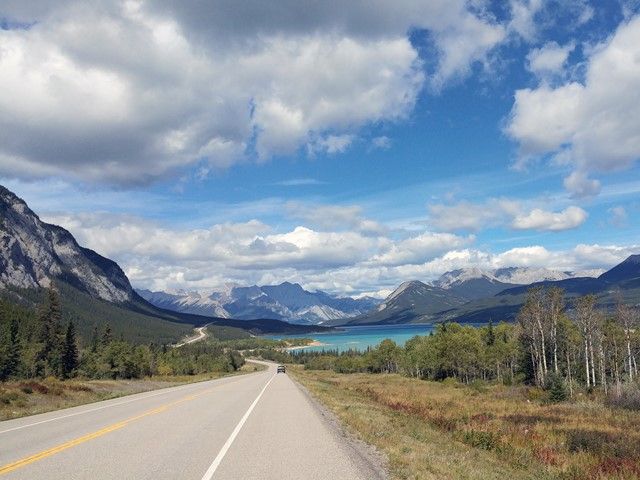 Scenic view of highway in David Thompson Country.