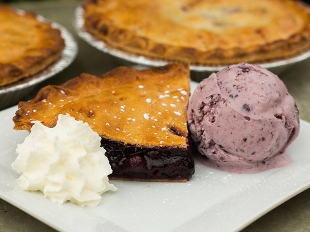 A piece of Saskatoon berry pie.