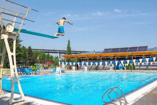 The outdoor pool at Queen Elizabeth Outdoor Pool & Kinsmen Spray Park.