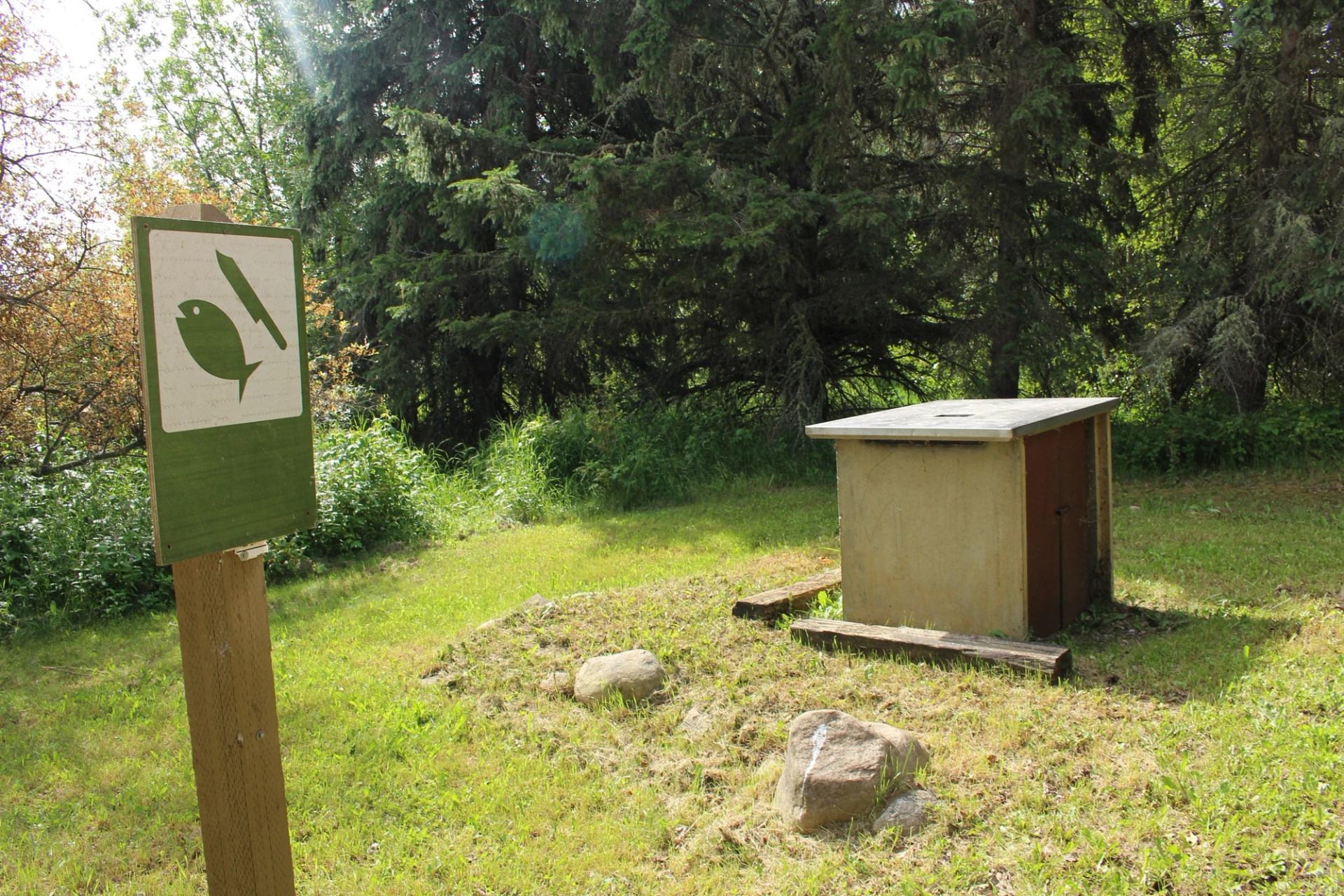 A fish cleaning stand at Fawcett Lake Provincial Recreation Area.