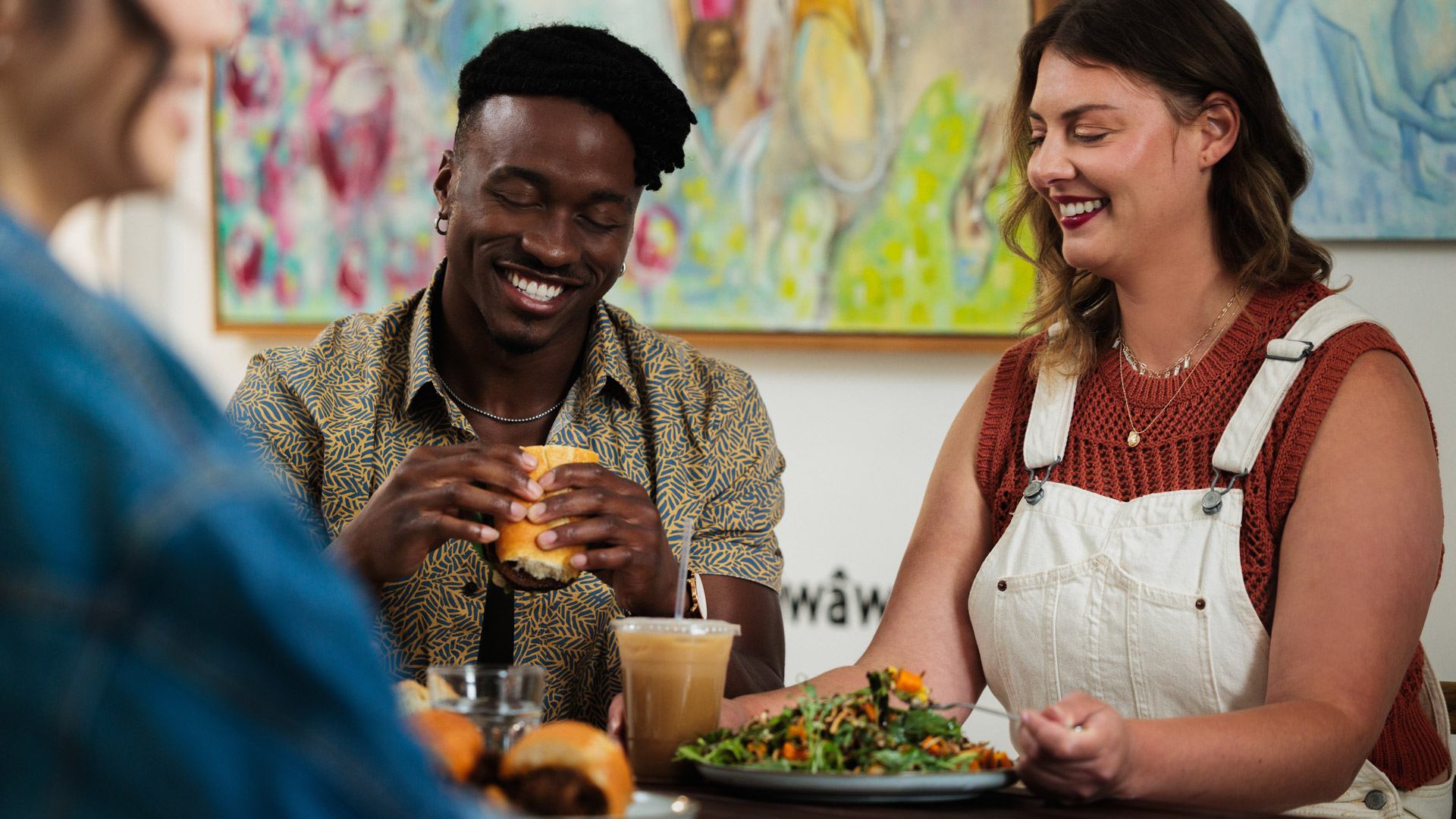 Friends enjoying a meal.