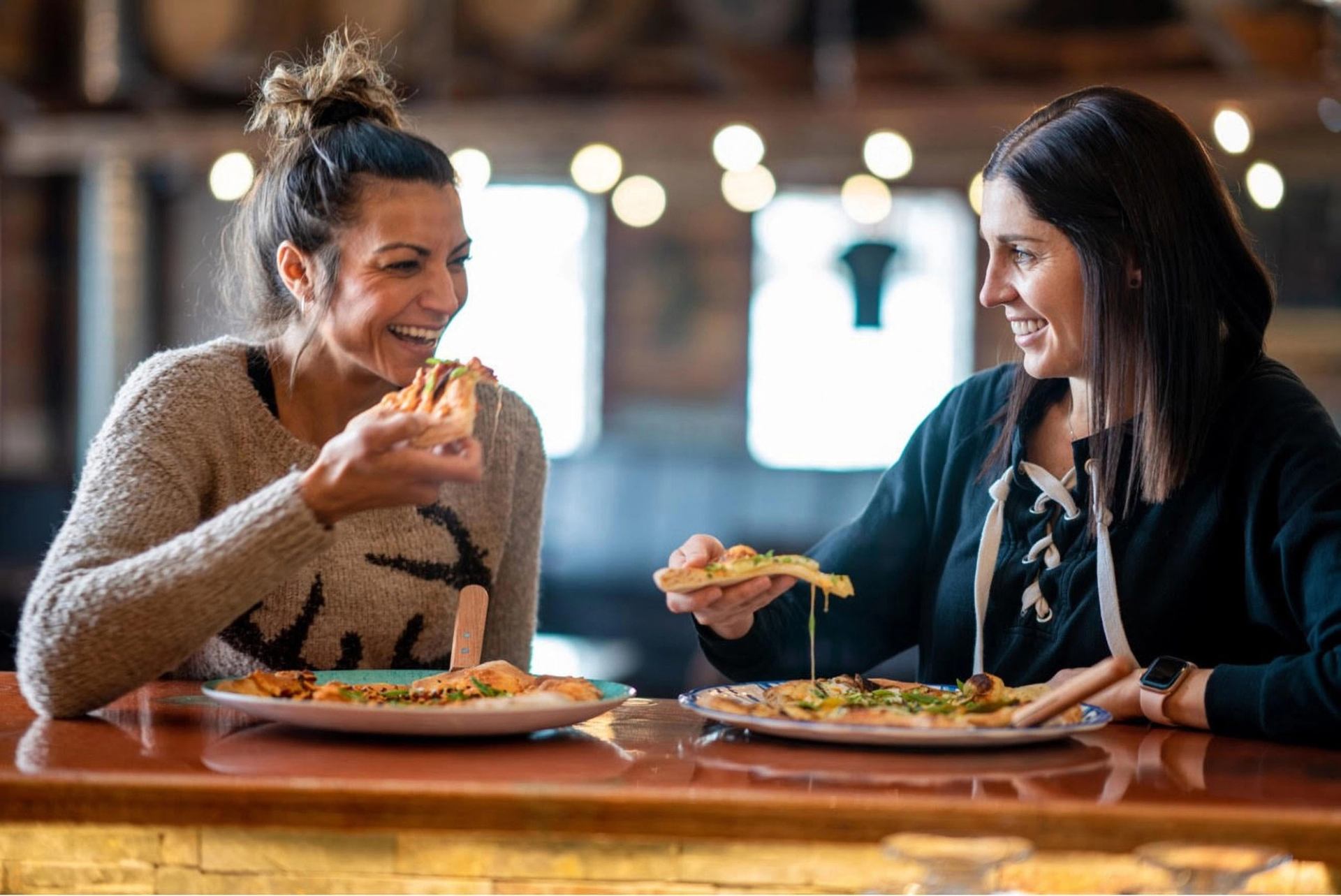 Two people dining at a restaurant.