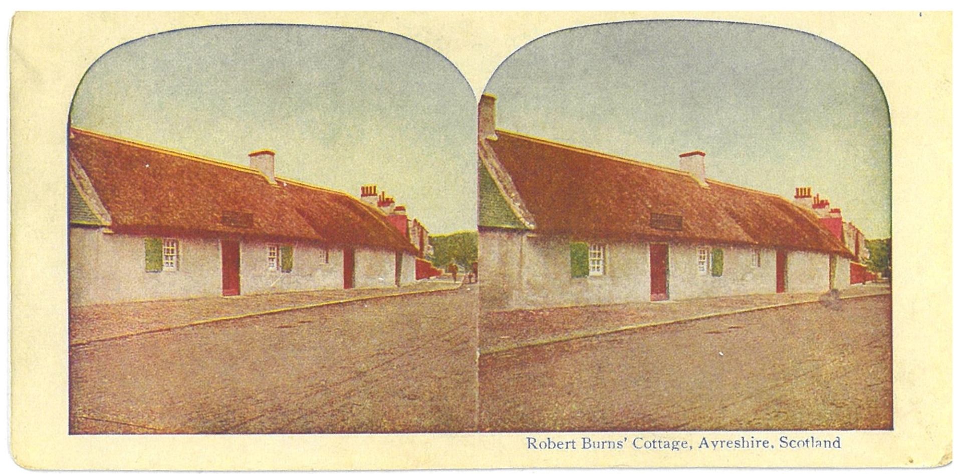 Historic Robert Burns Cottage with thatched roof in Ayrshire, Scotland.