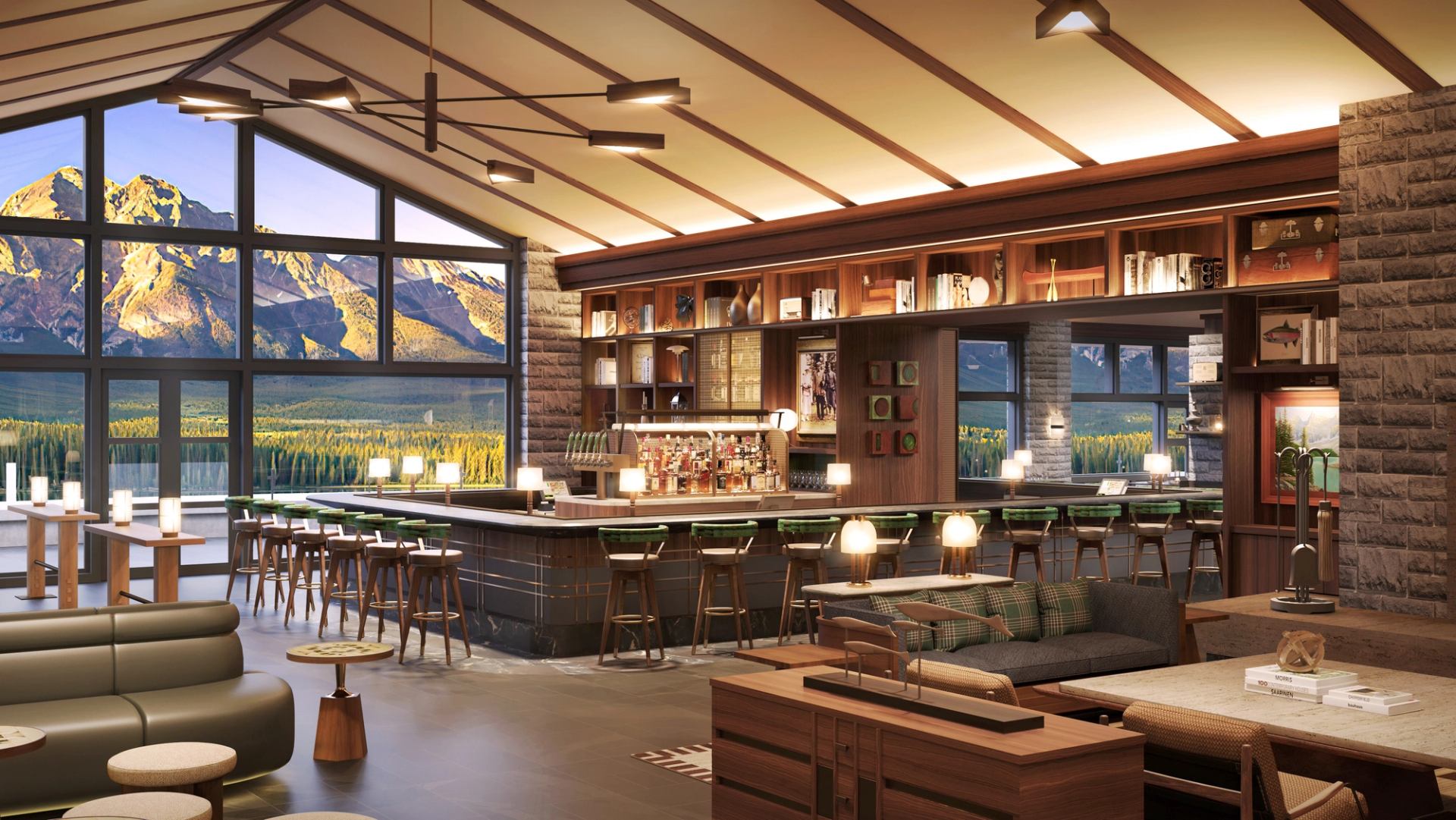Rendering of Lume, a new lounge experience at Fairmont Jasper Park Lodge