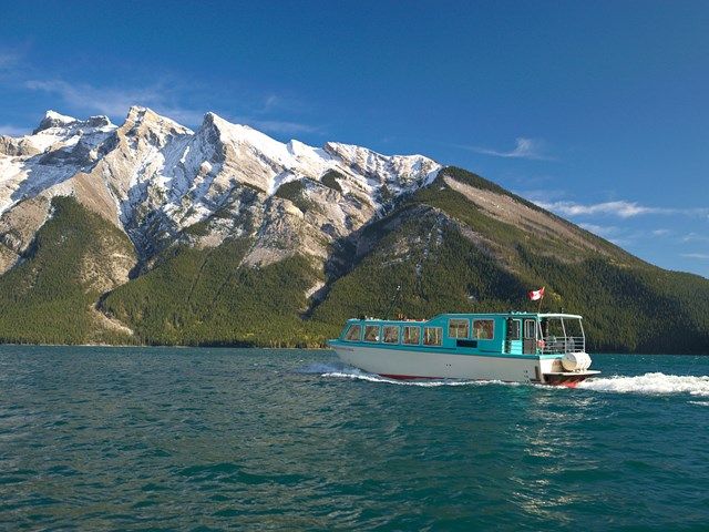 Boat cruise on Lake Minnewanka in Banff National Park.