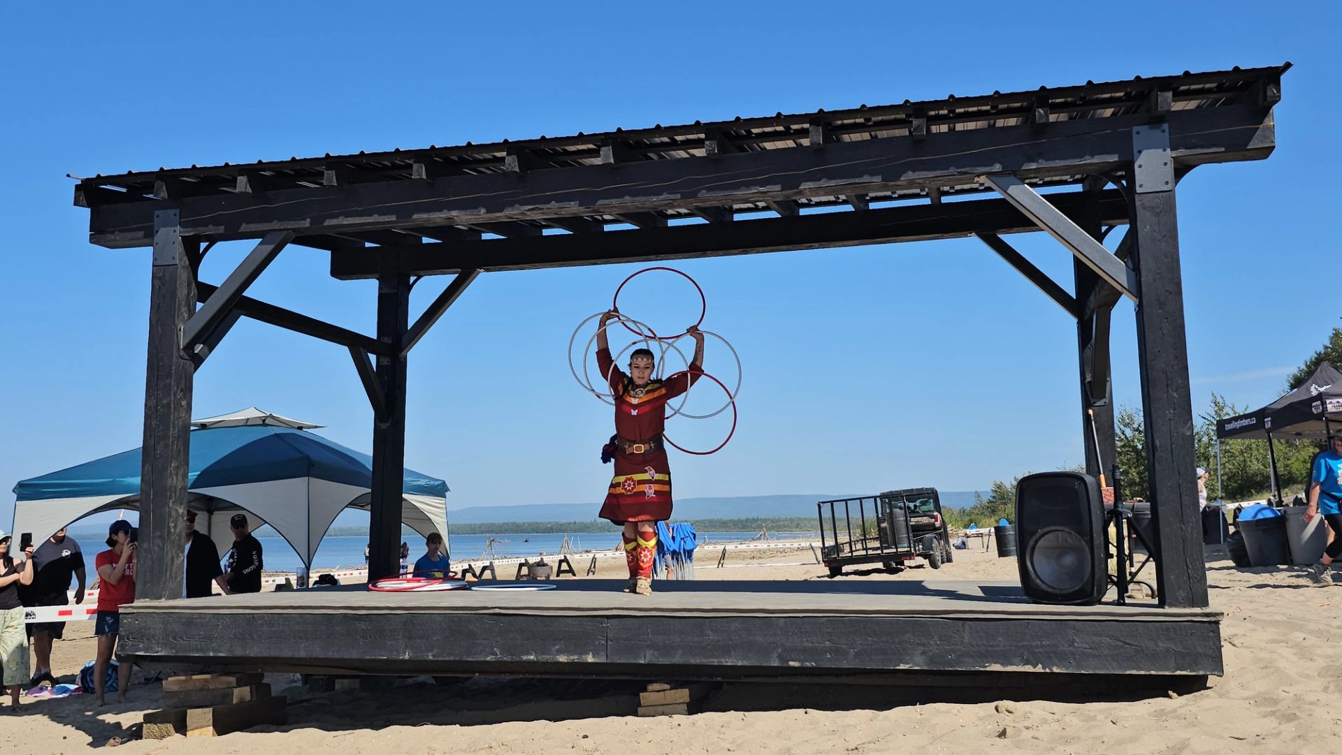 The hoop dancer on Devonshire Beach.