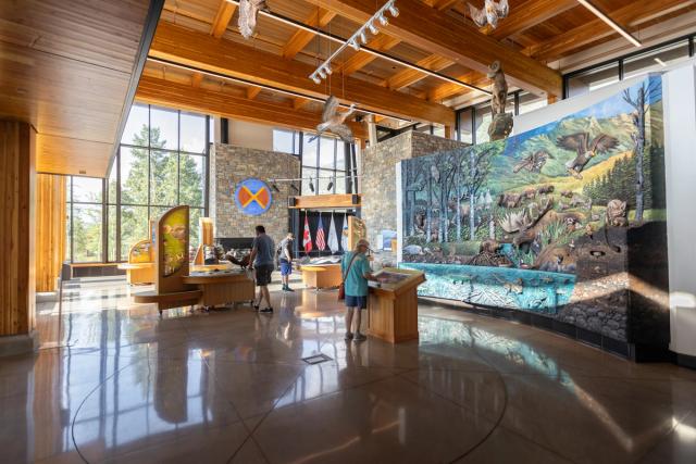 The inside of the visitor centre.