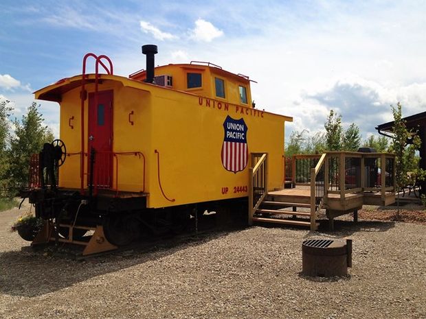 Exterior of Caboose Cabin at Aspen Crossing.