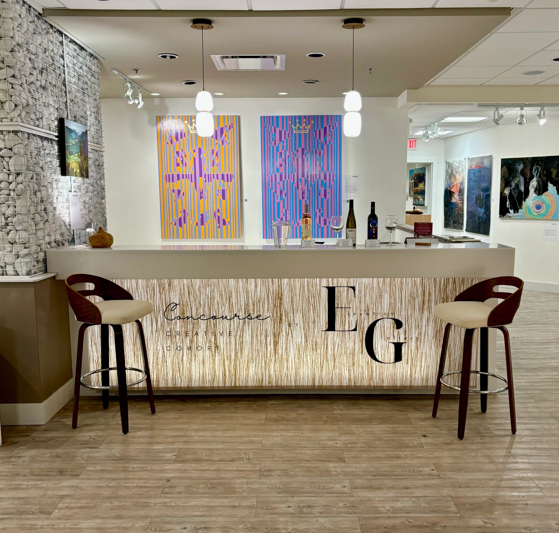 The interior counter area with seating