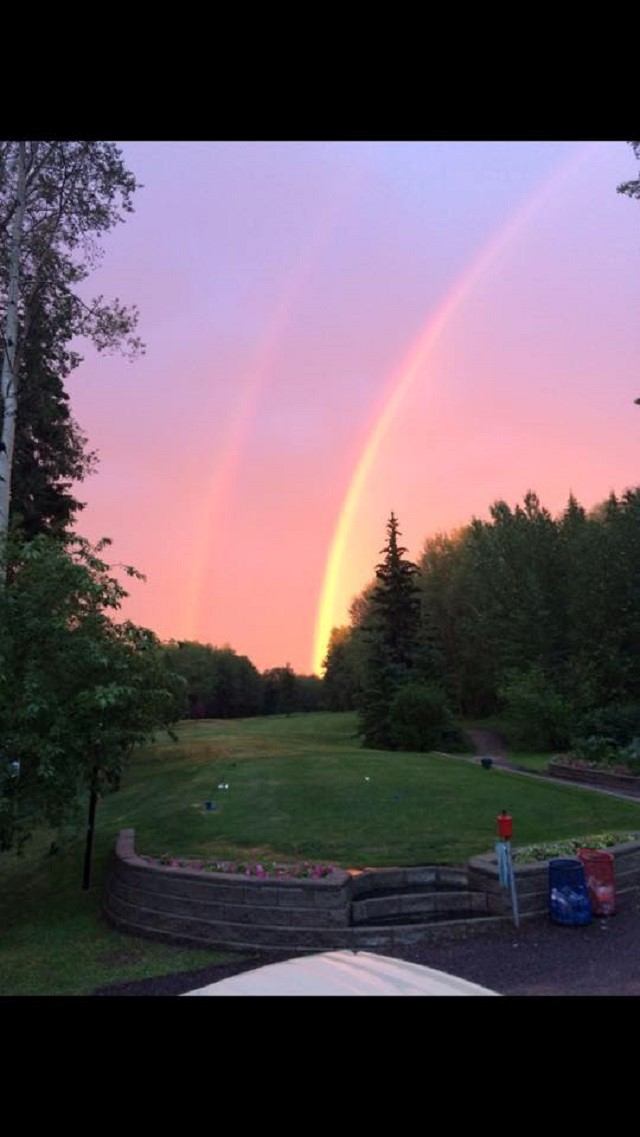 A rainbow over Riverside Golf Course