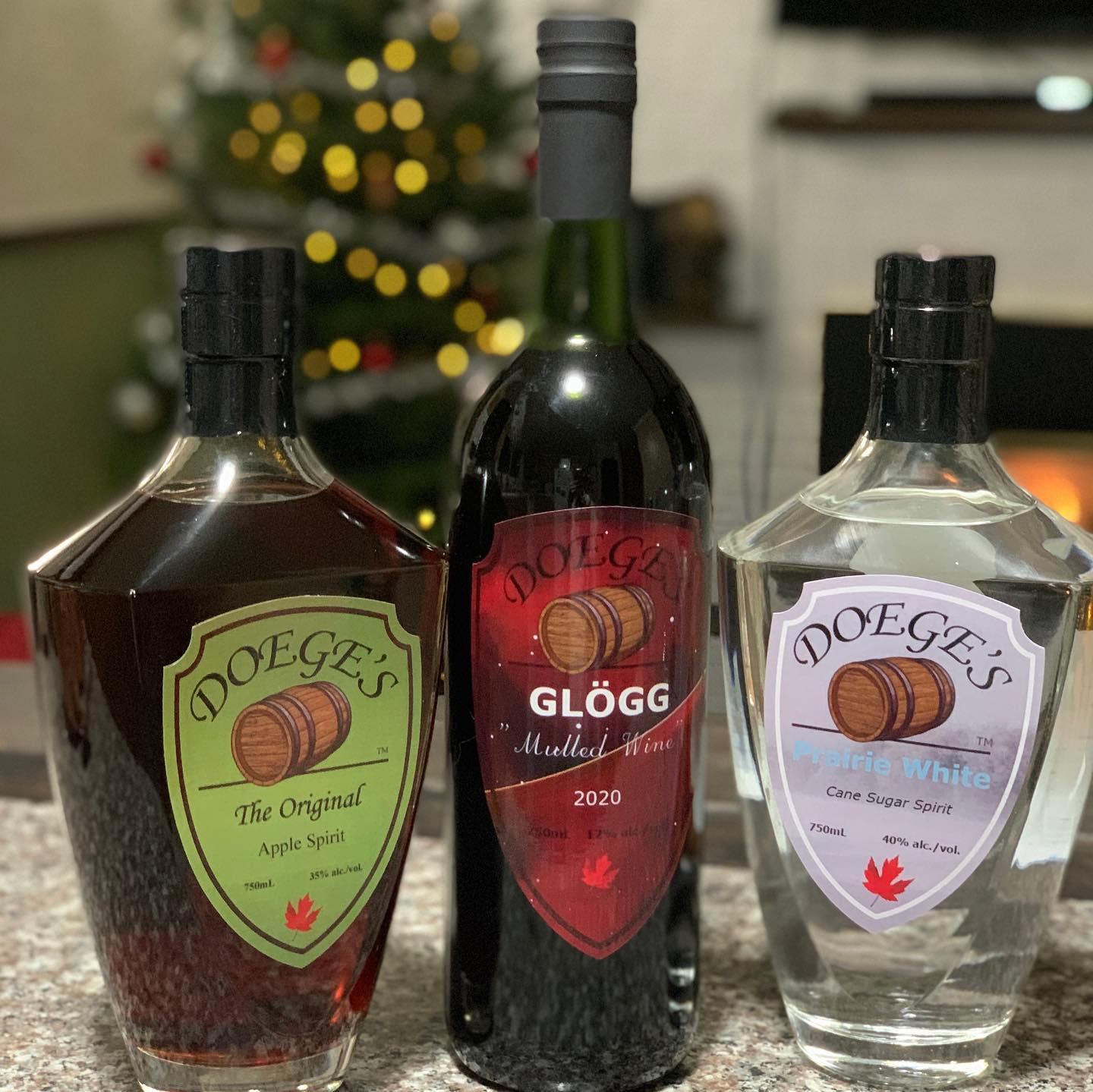 Three bottles of Doege's beverages