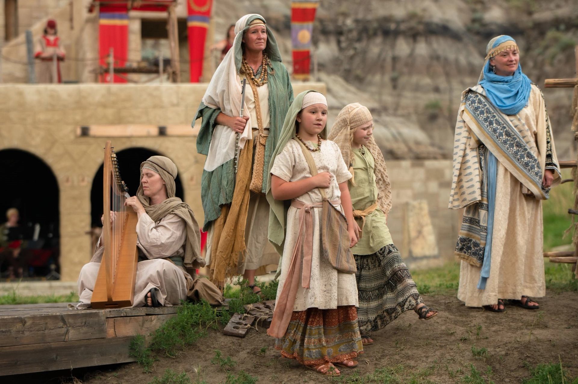 Actors in costume on the Badlands Amphitheatre stage