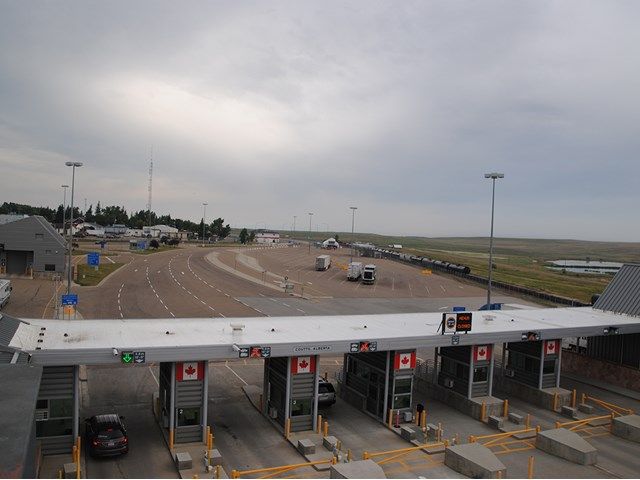 Aerial view of the Coutts boarder crossing