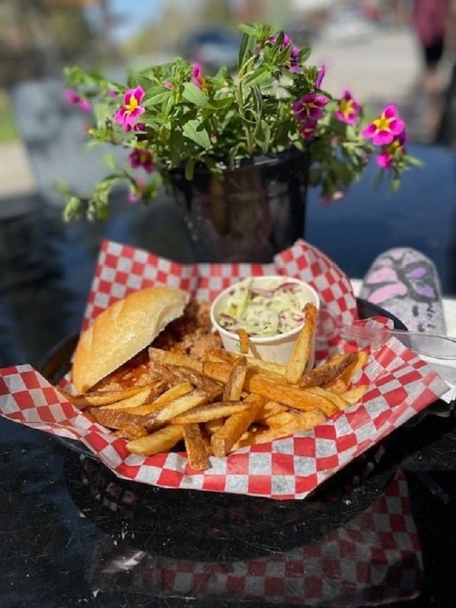 A burger and fries