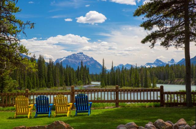 A scenic view of the Rockies from the chalets.