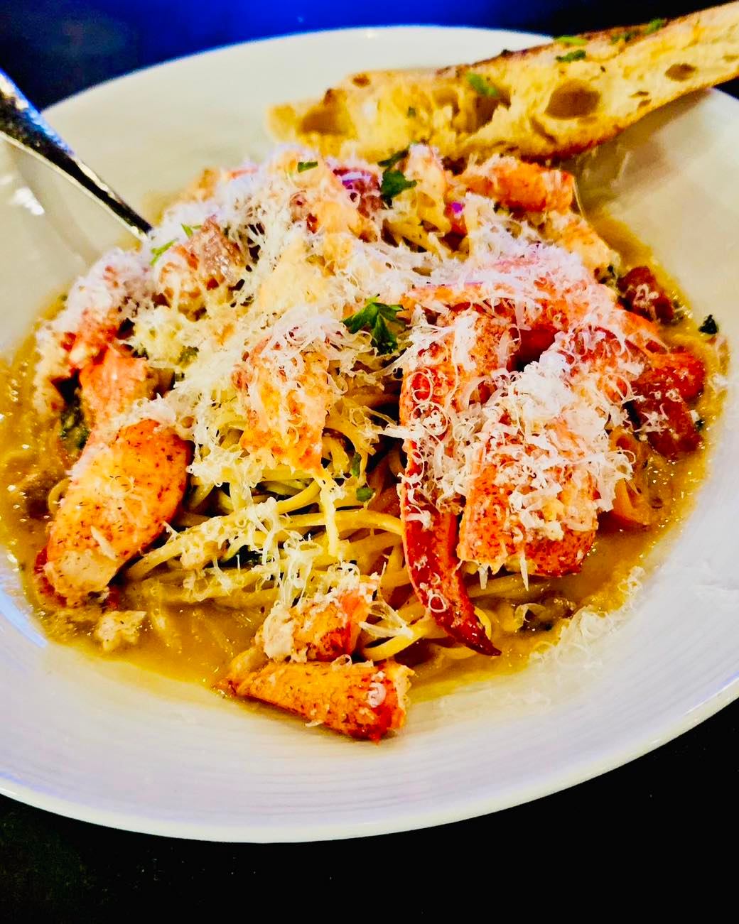 Lobster Linguini with Calabrese sausage.