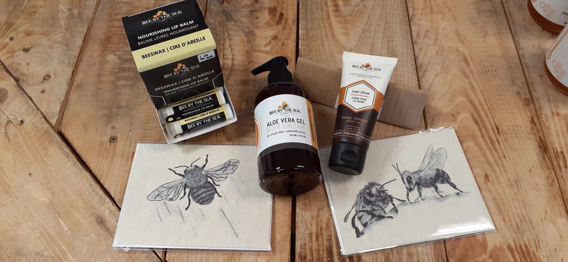 Charcoal Sketched Cards, All natural Skincare with Honey