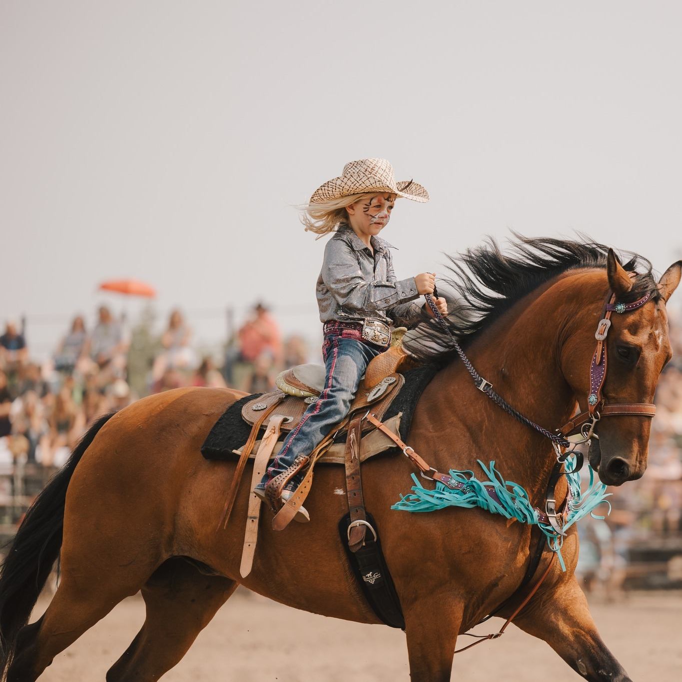 Girl riding her horse in the parade