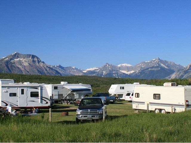RVs parked at Crooked Creek Campground.