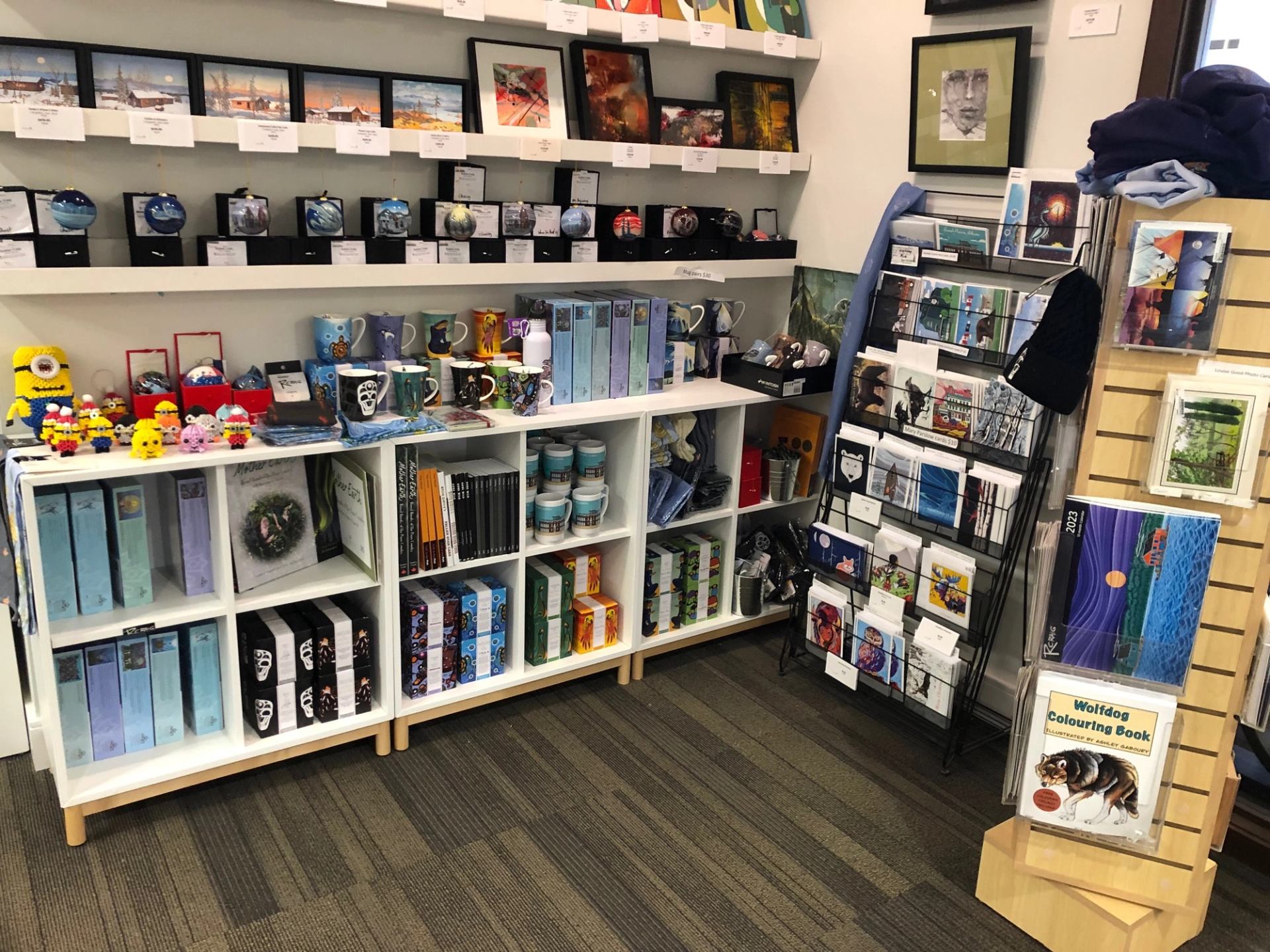 A selectoin for giftward, cards and books for sale