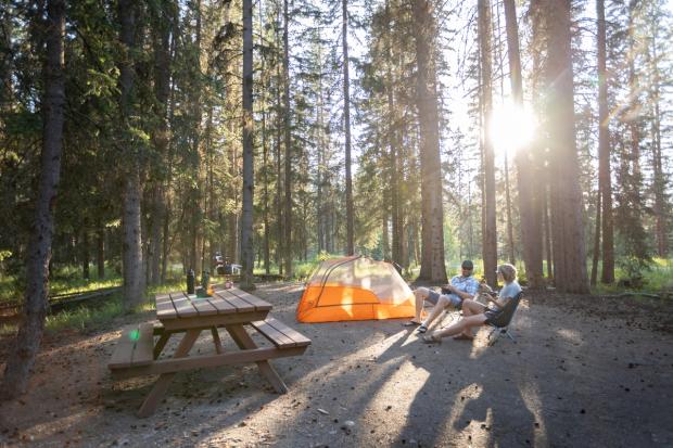 Site at Johnston Canyon Campground.