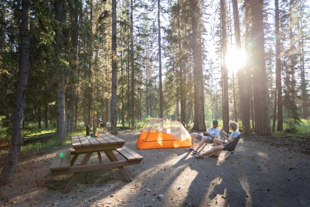 Site at Johnston Canyon Campground.