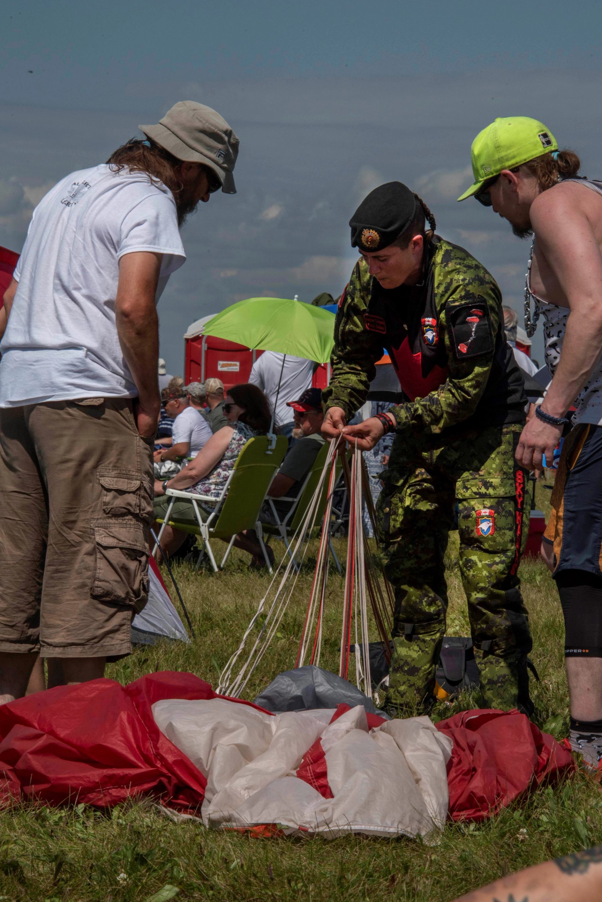 Members of the SkyHawks Parachute Team preparing for a jump.