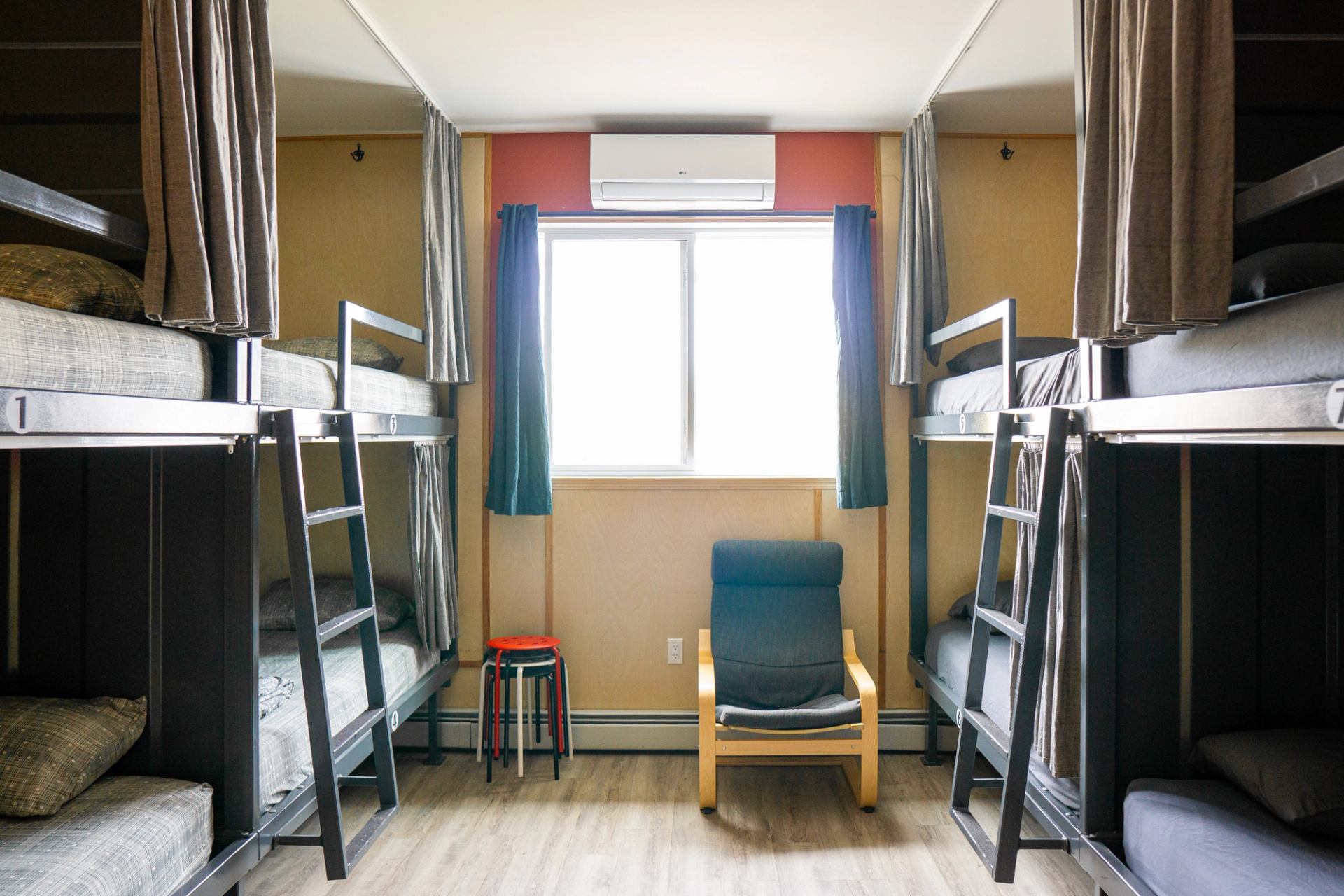 A shared room at Jasper Downtown Hostel.