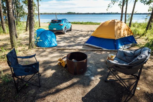 A tenting campsite at Keiver's Lake Campground.