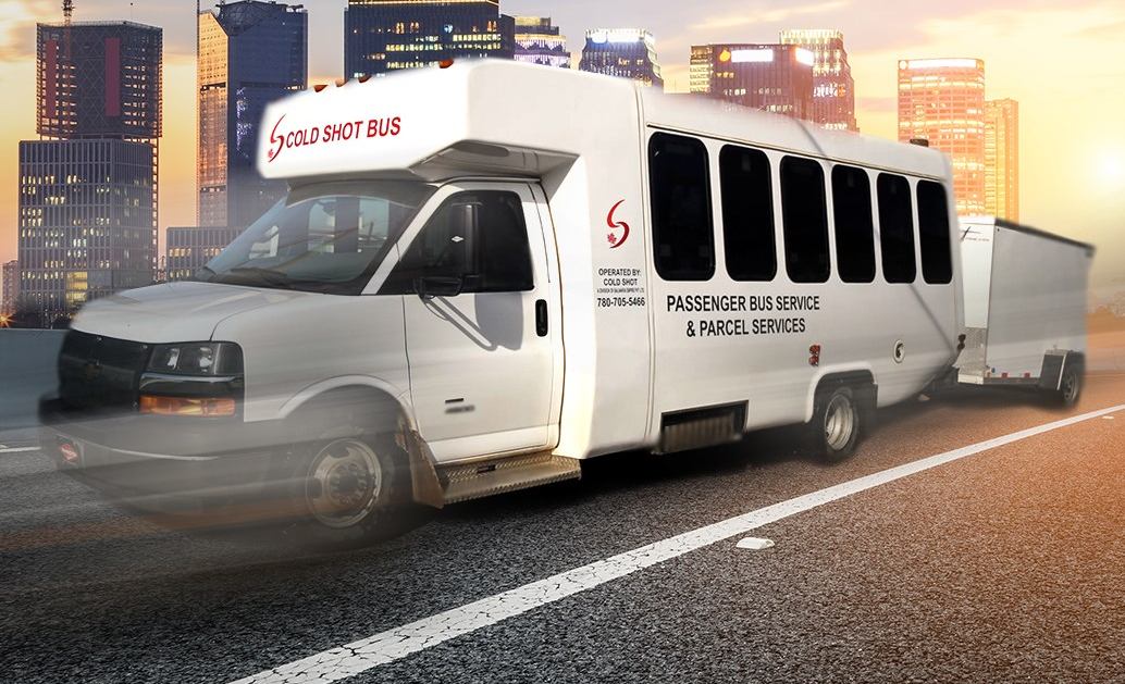 Exterior shot of Cold Shot bus.