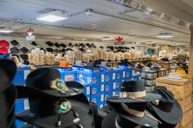 A selection of cowboy hats at  Irvine Tack & Western Wear.