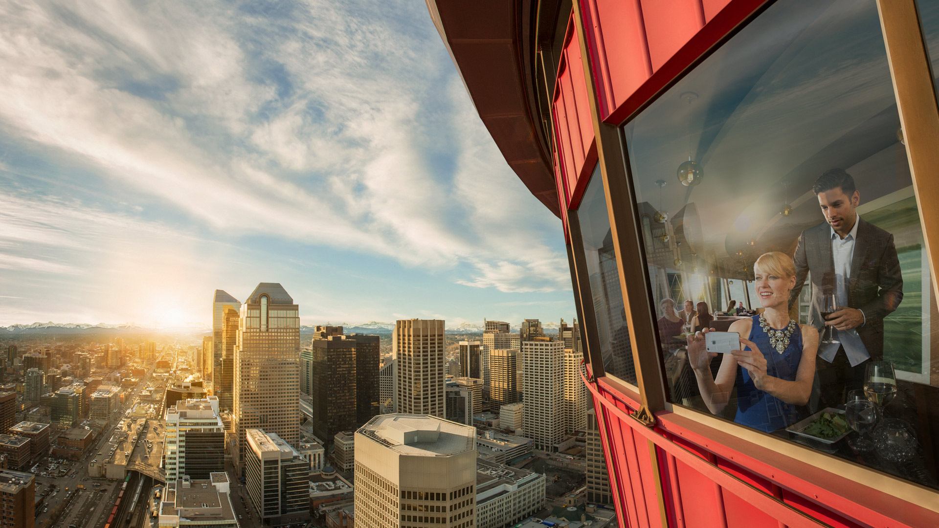 A couple at Calgary Tower