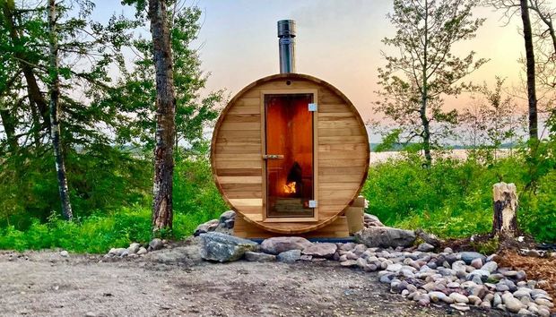 A barrel sauna at Rufuge Bay.