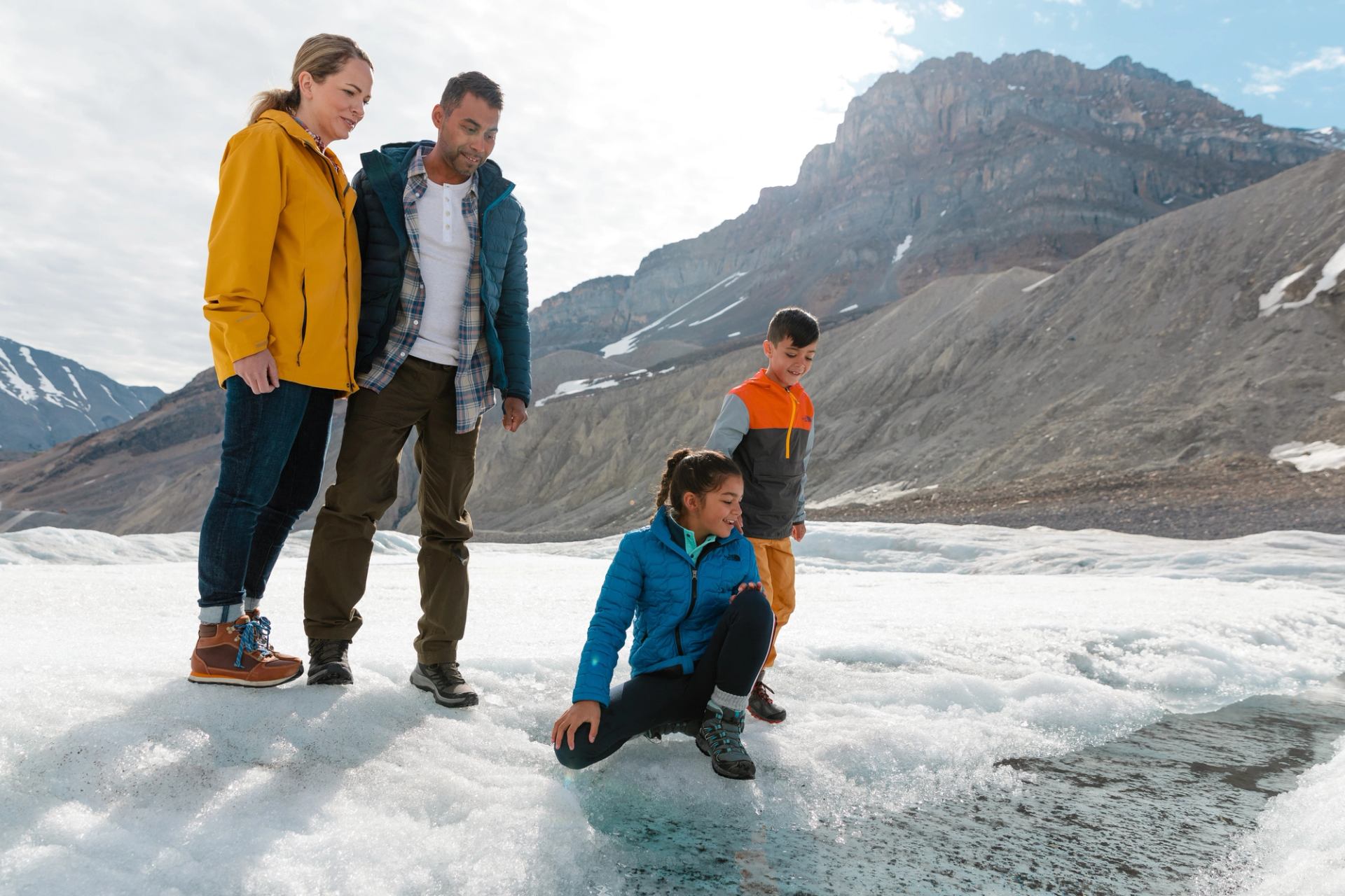 Family on a Columbia Icefield Glacier tour.