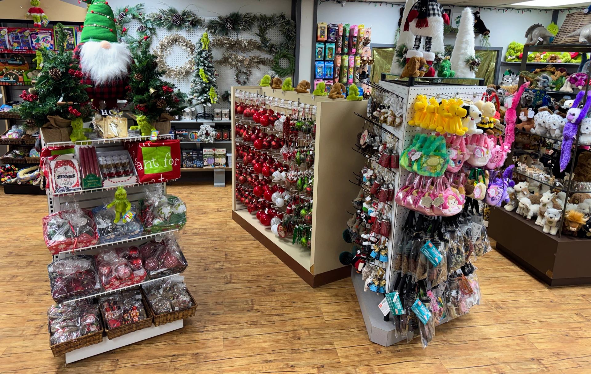 Christmas store filled with festive items.