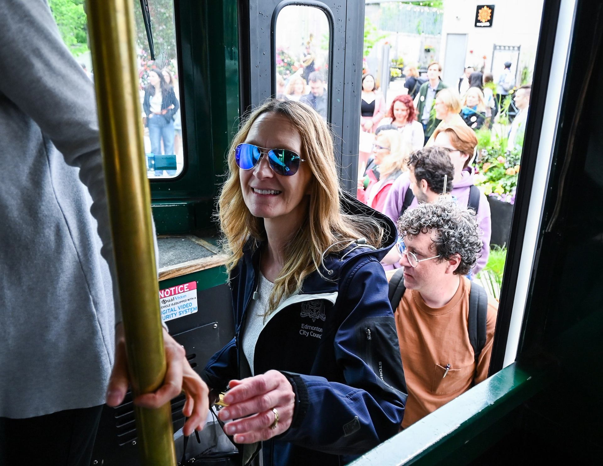 Woman stepping on board the Edmonton Explorer