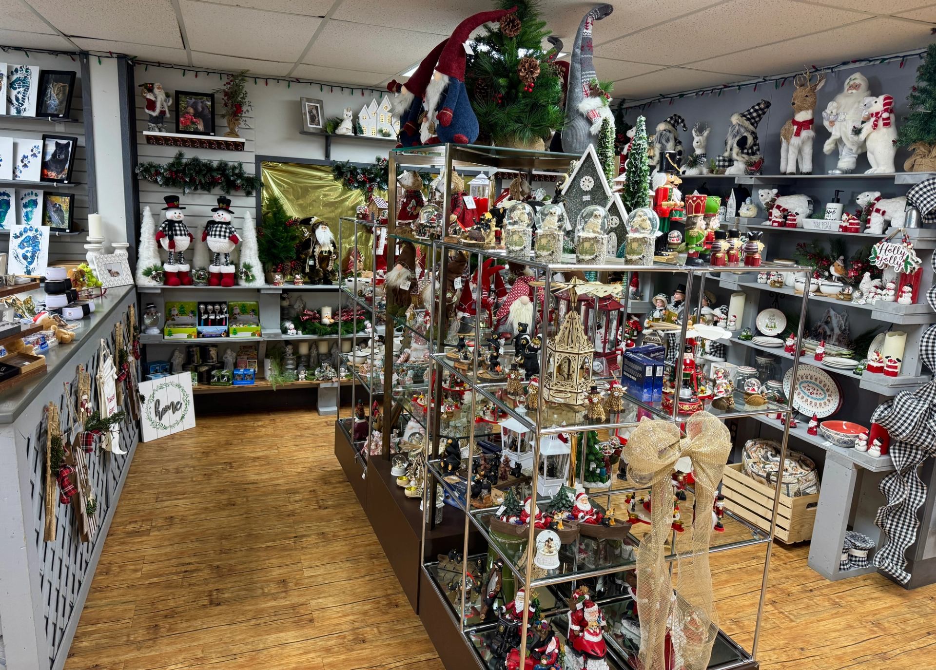Christmas store filled with festive items.