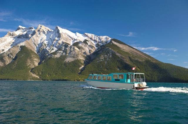 Boat cruise on Lake Minnewanka in Banff National Park.