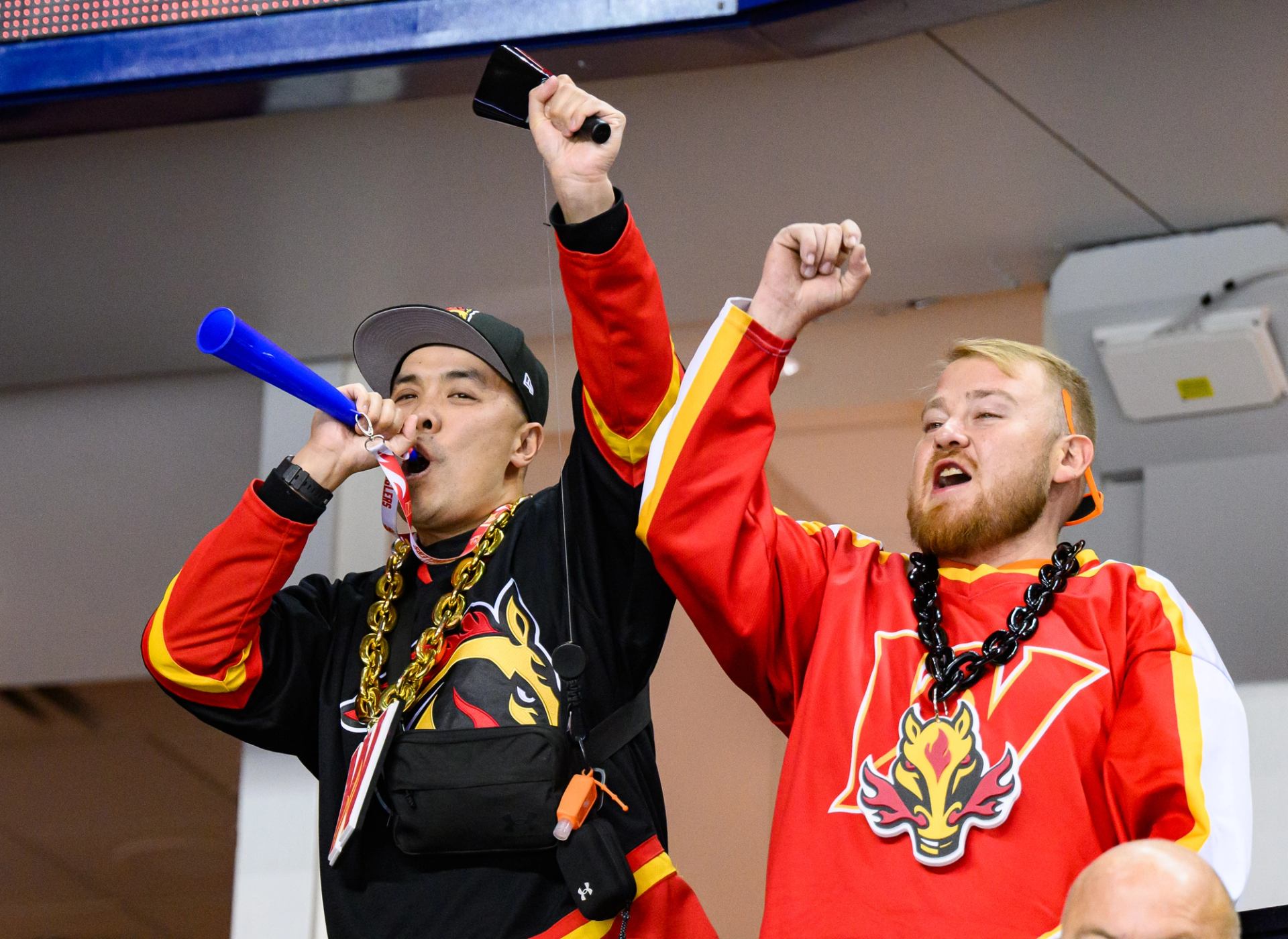 Fans celebrating the game