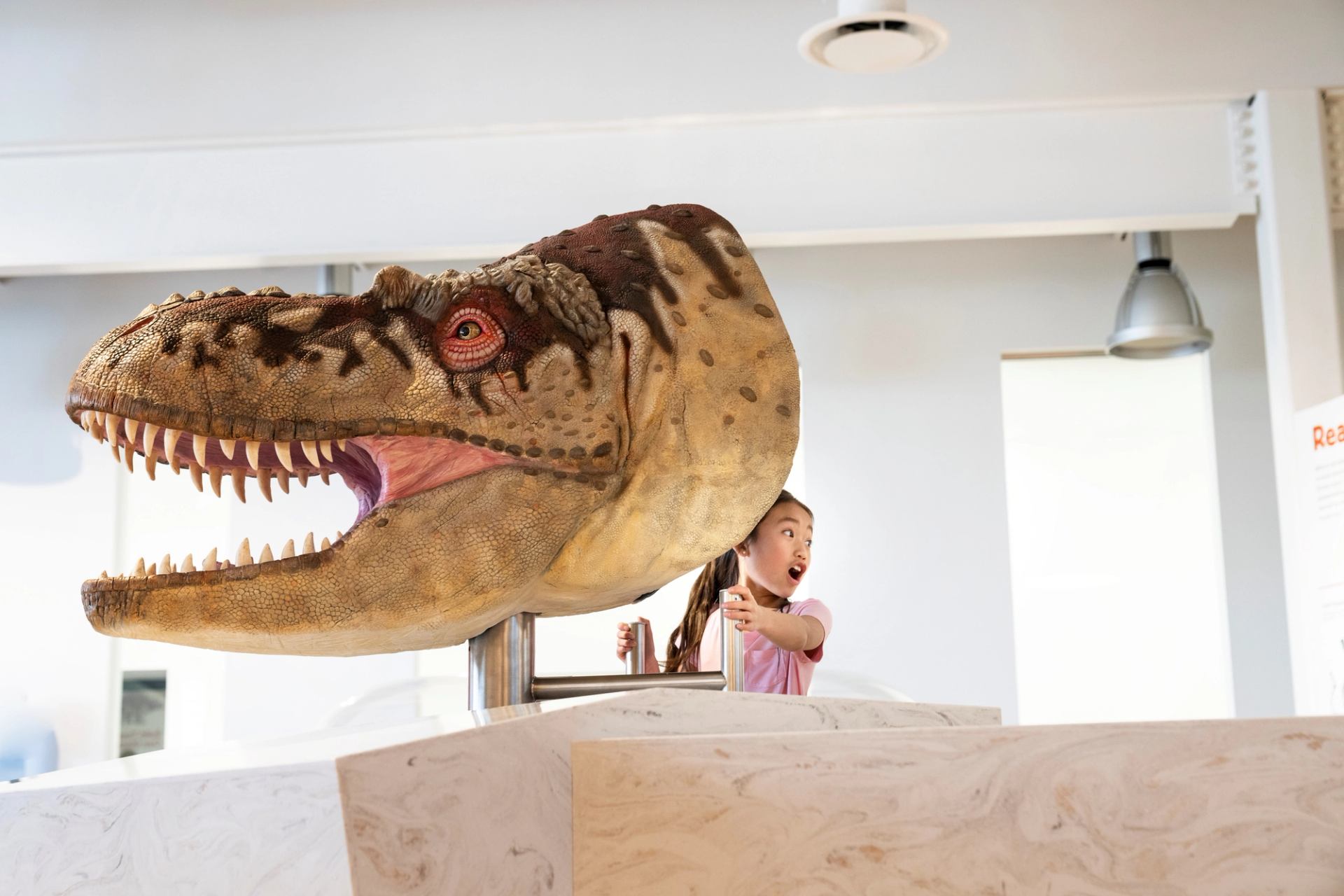 Children exploring in the Learning Lounge at the Royal Tyrrell Museum in Drumheller.