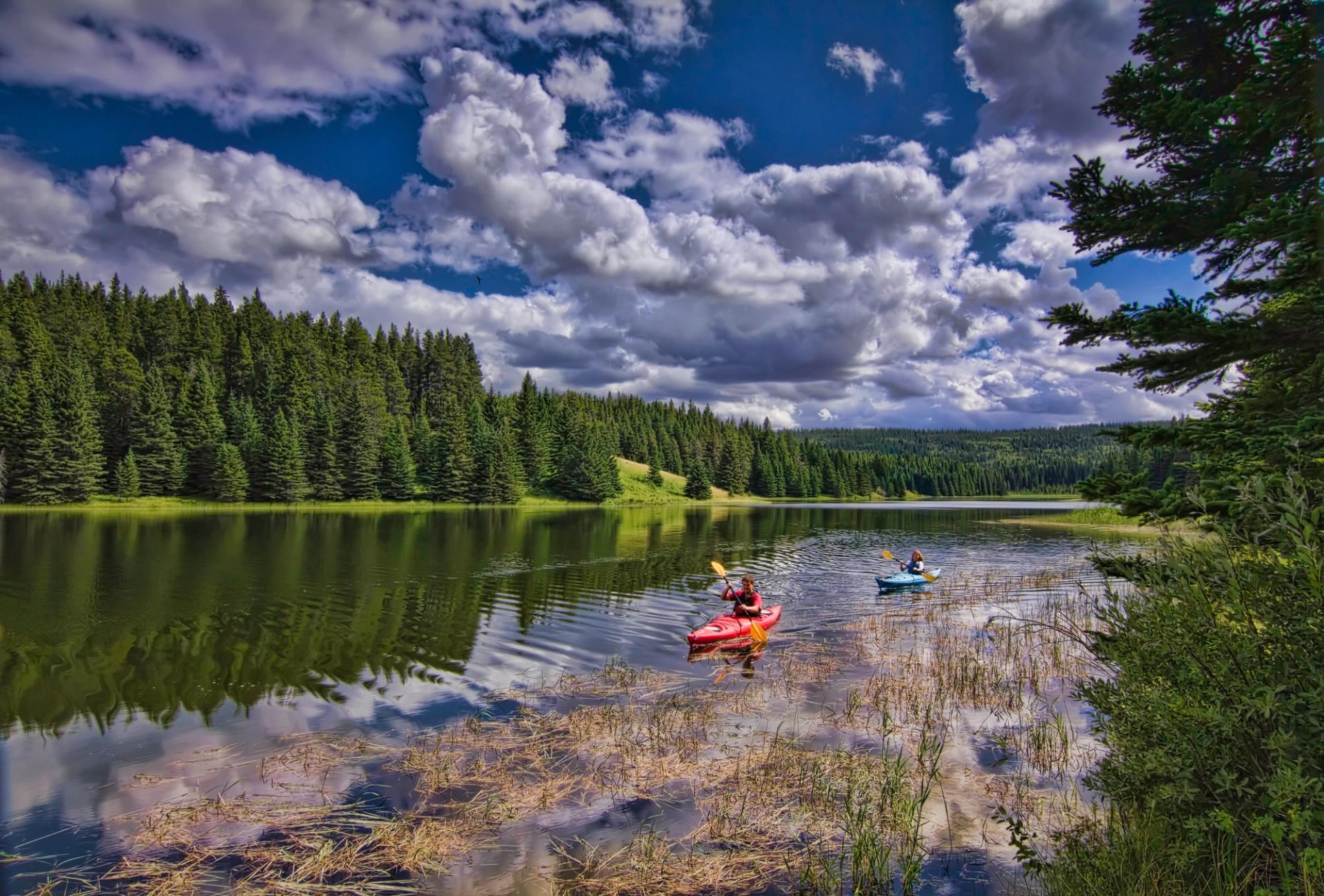 kayaking on lake