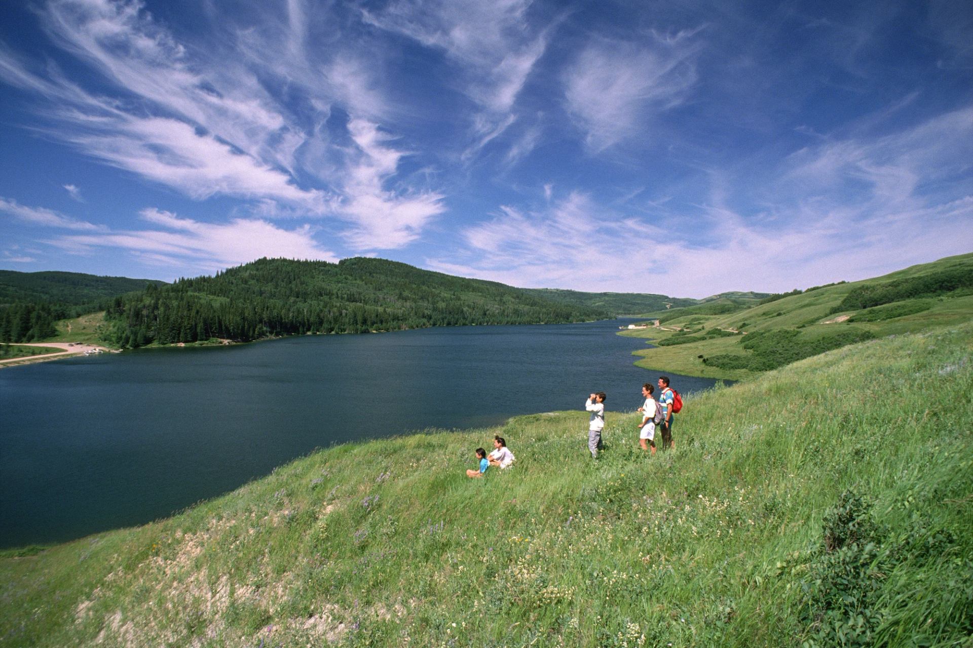 A family hiking.